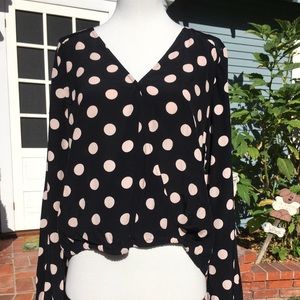 NWOT Sanctuary Polka Dot Faux Wrap Top Size S